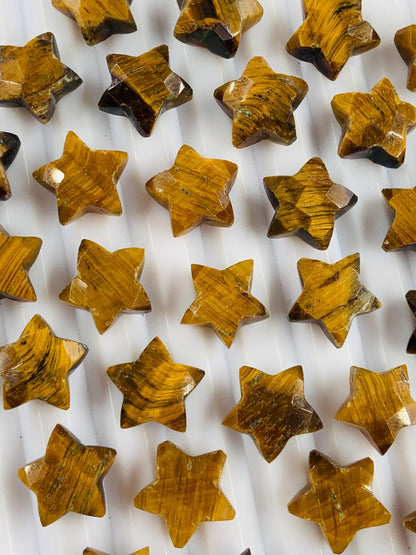 Tiger Eye Star Gemstone Beads – 10mm Loose Carved Stars for Jewelry