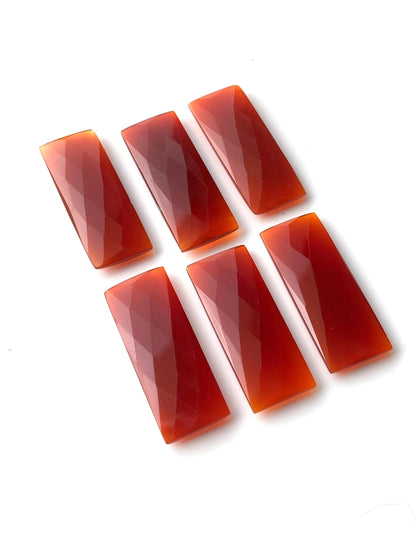 6 Pieces Natural Carnelian faceted Rectangle Shape face drill Gemstone beads, Size 12x60mm Earring making gemstone briolette gift for her