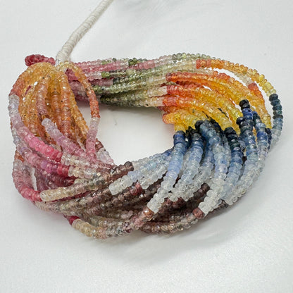 AAA+ Multi Sapphire Faceted Rondelle Beads | 3mm | 16 Inch Strand