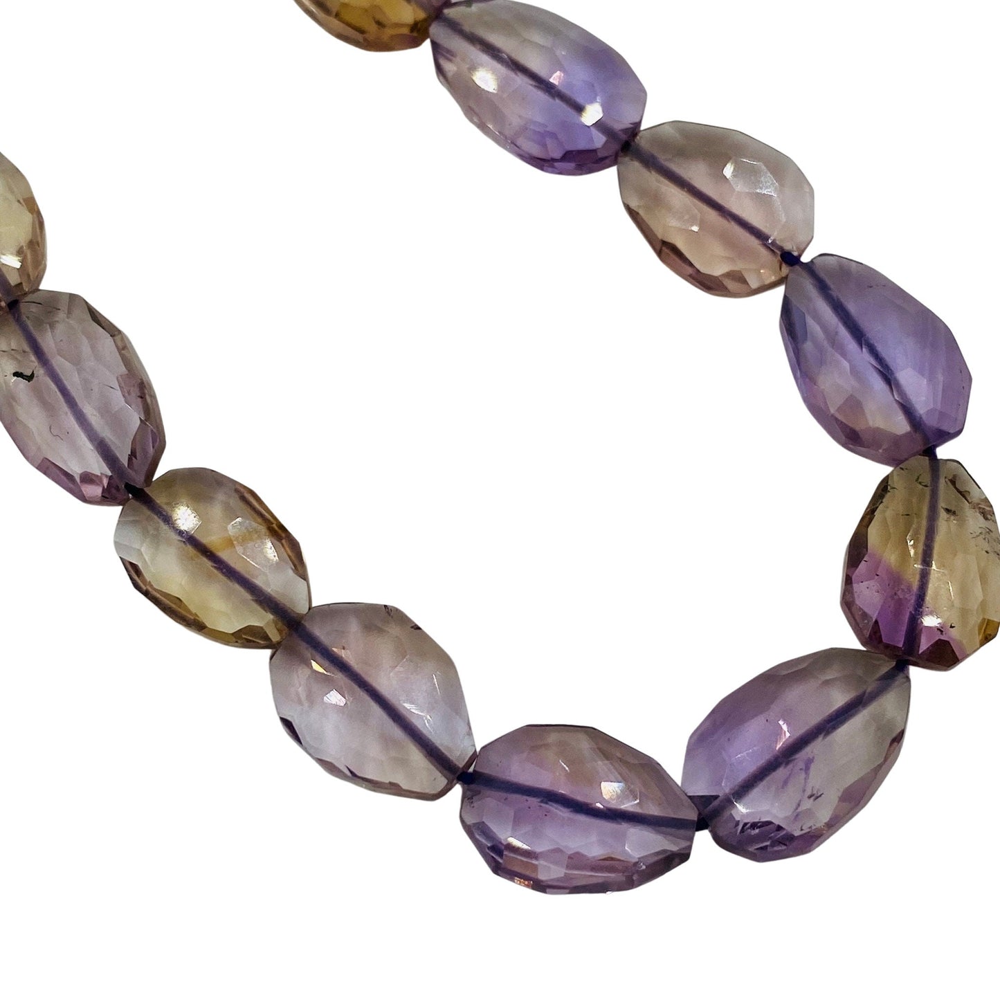 Natural Ametrine Faceted Tumble Oval Shape Gemstone Nacklace Beads , Center Drill Ametrine Faceted Oval Briolette , Nacklace Beads , BBI1087