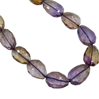 Natural Ametrine Faceted Tumble Oval Shape Gemstone Nacklace Beads , Center Drill Ametrine Faceted Oval Briolette , Nacklace Beads , BBI1087