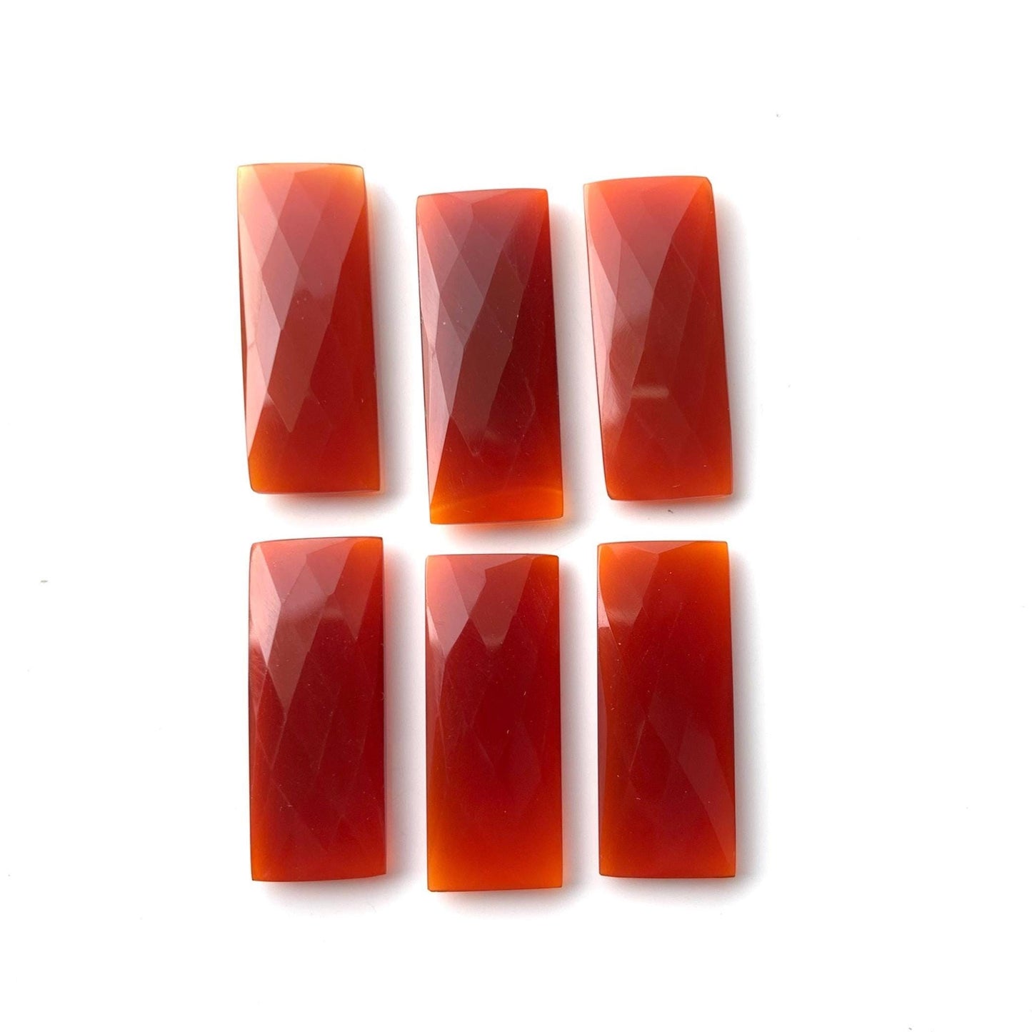 6 Pieces Natural Carnelian faceted Rectangle Shape face drill Gemstone beads, Size 12x60mm Earring making gemstone briolette gift for her