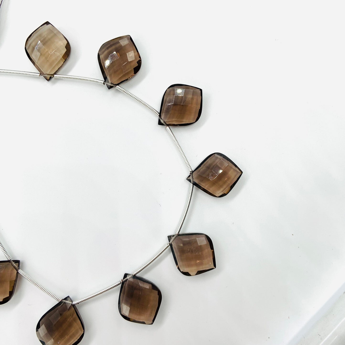 10 Pieces Natural Smoky Quartz Carved Fancy Cut Shape Gemstone Briolette Side Drill Beads Line | Faceted Gemstone Beads. BBI1002