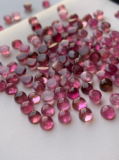 Natural Pink Tourmaline Smooth Round Gemstone Cabochon, CALIBRATED Loose Stone Cab, Round Jewelry Making Cabochons Semi Precious Cabochons