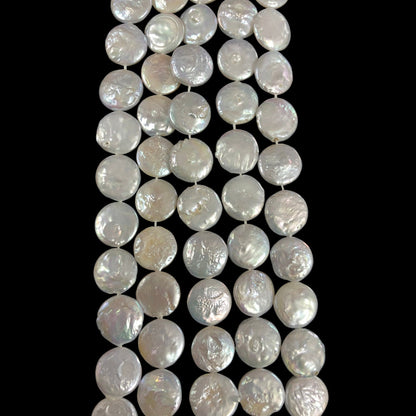 AAA Natural fresh water pearl 15mm coin shape pearl Real nice quality Beautiful natural Gray color pearl bead Full strand 15” Women Jewelry