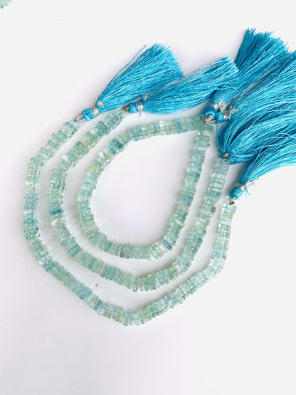 Natural Aquamarine 6mm Faceted Square Briolette Chicklet Beads for Jewelry Making Gift for Her