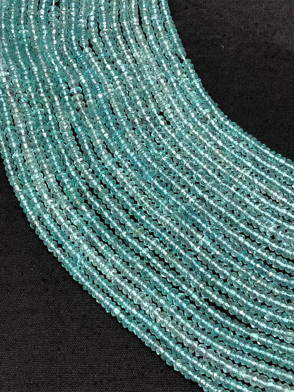 Natural apatite faceted rondelles , 4mm apatite rondelles , AAA Quality apatite Beads , 14" Long 3 to 4mm Apatite Rondelles SKU-BBI561