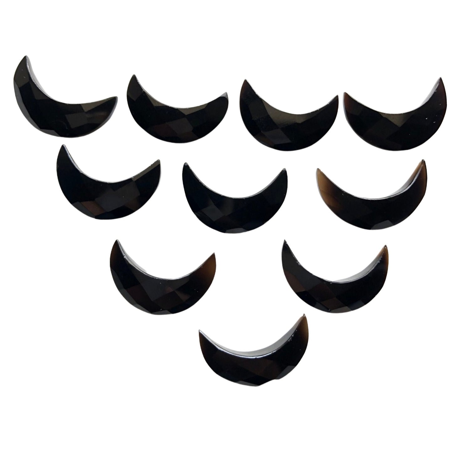 2 Pcs Natural Black Onyx Faceted Crescent moon gemstone, carving gemstone, Hand Carved Briolette gemstone, moon shape gemstone Size 7x16 mm