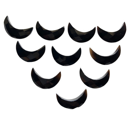 2 Pcs Natural Black Onyx Faceted Crescent moon gemstone, carving gemstone, Hand Carved Briolette gemstone, moon shape gemstone Size 7x16 mm