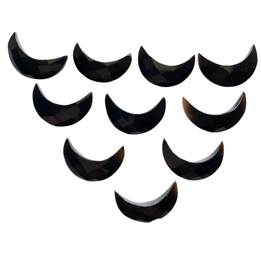 2 Pcs Natural Black Onyx Faceted Crescent moon gemstone, carving gemstone, Hand Carved Briolette gemstone, moon shape gemstone Size 7x16 mm