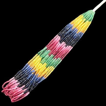 AAA+ Multi Precious Faceted Rondelle Beads – 3mm to 4mm, 15.5” Strand