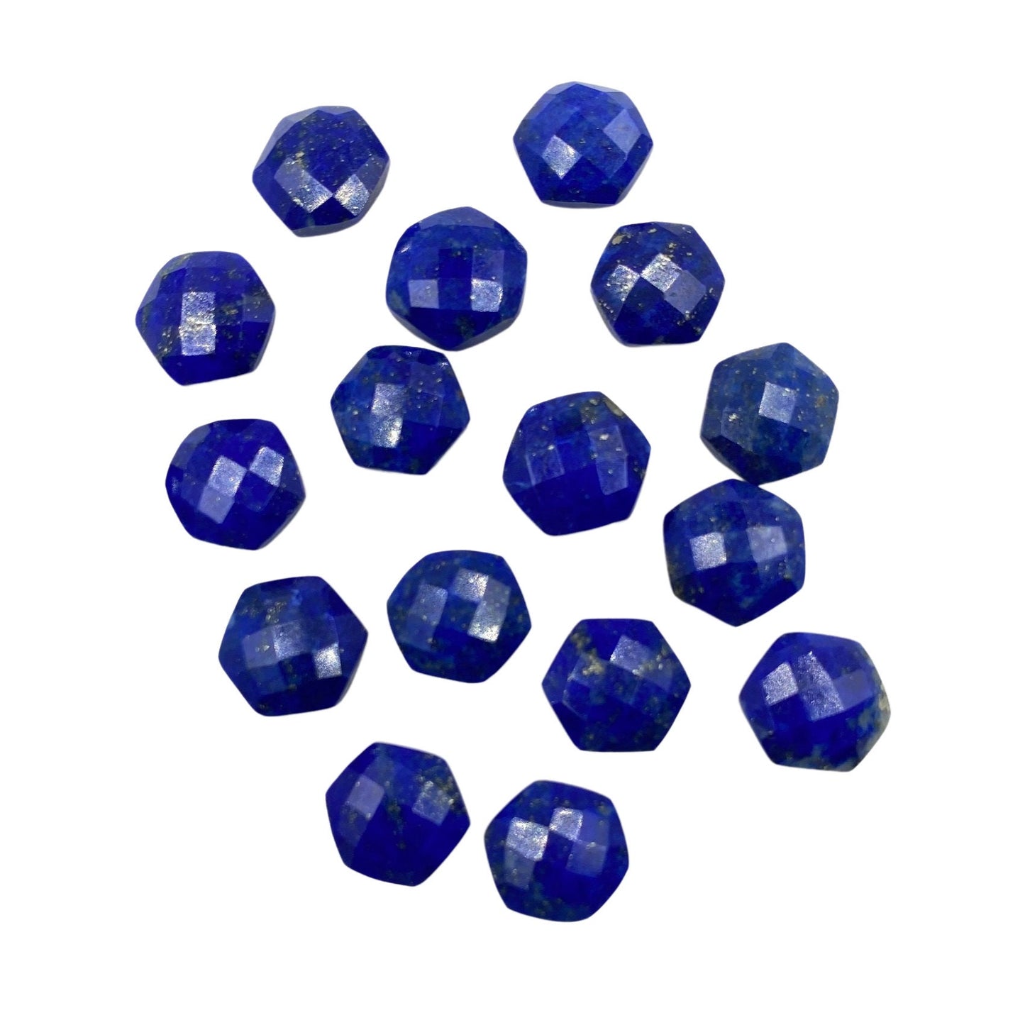2 Pieces Natural Lapis Lazuli Faceted Hexagon Shape Gemstone Beads, Earring Components, Size 12mm, SKU - BBI717