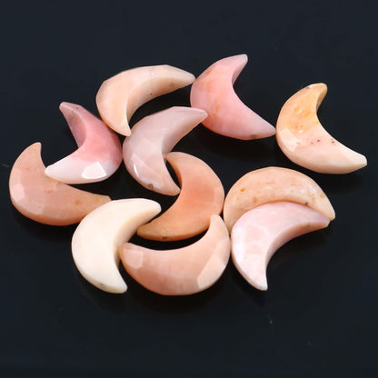 2 Pieces Natural Pink Opal Crescent Moon Shape Loose Gemstone , Carving Gemstone , Natural Gemstone, Moon Shape Gemstone , 7x16 mm