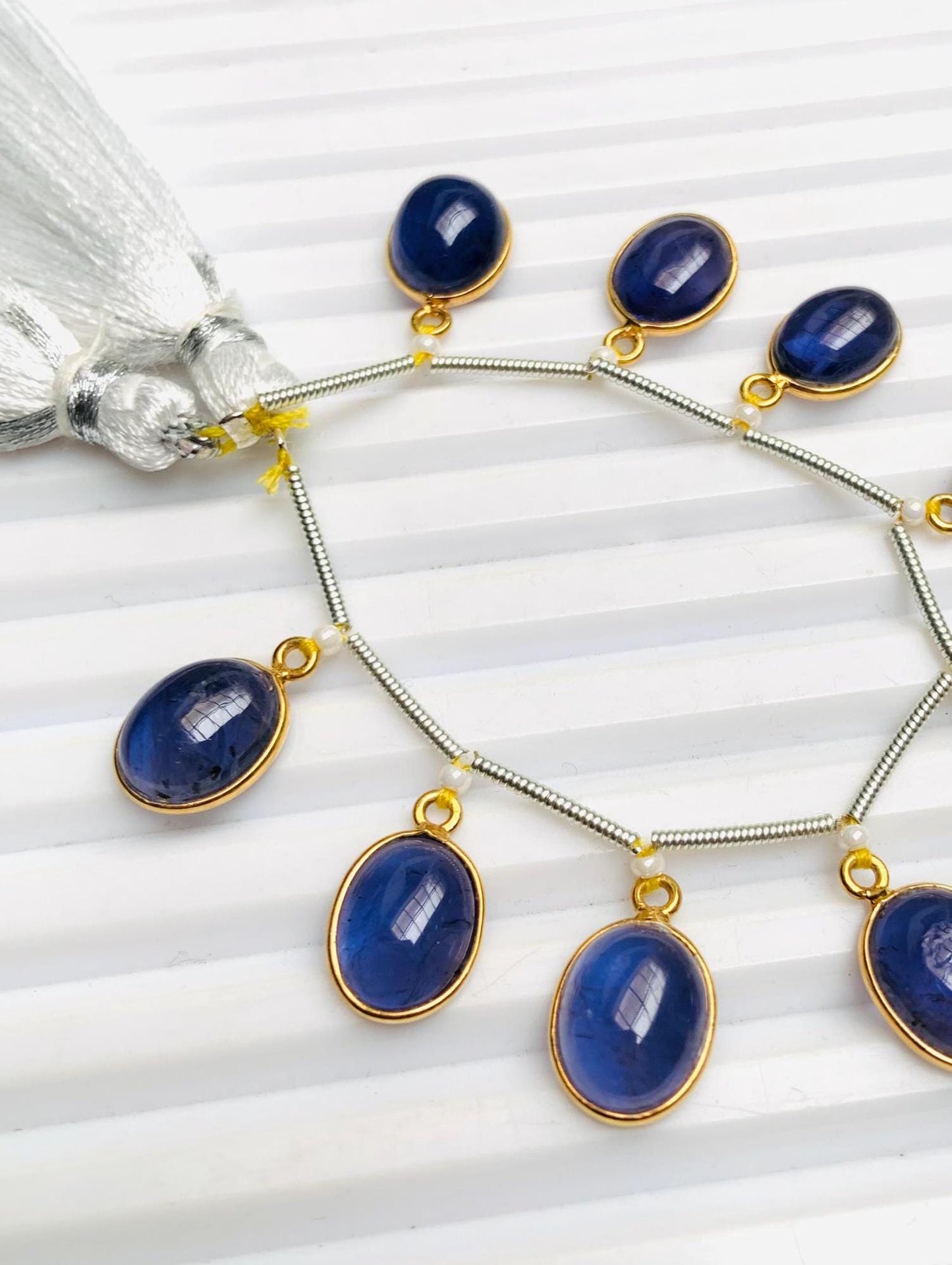 Natural Iolite Oval Cabochons – 10pcs 8x10mm Jewelry Beads