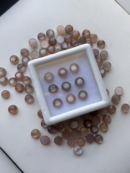 Natural Chocolate Moonstone Smooth Round Gemstone Cabochon, CALIBRATED Loose Stone Cab, Round Jewelry Cabochons Semi Precious Cabochons