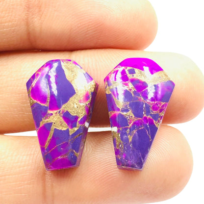 1 Pair Purple Copper Turquoise Smooth Cut Coffin Shape Gemstone, Size 11X18mm, Matching Pair Briolette, Earring Making , SKU - BBI1026