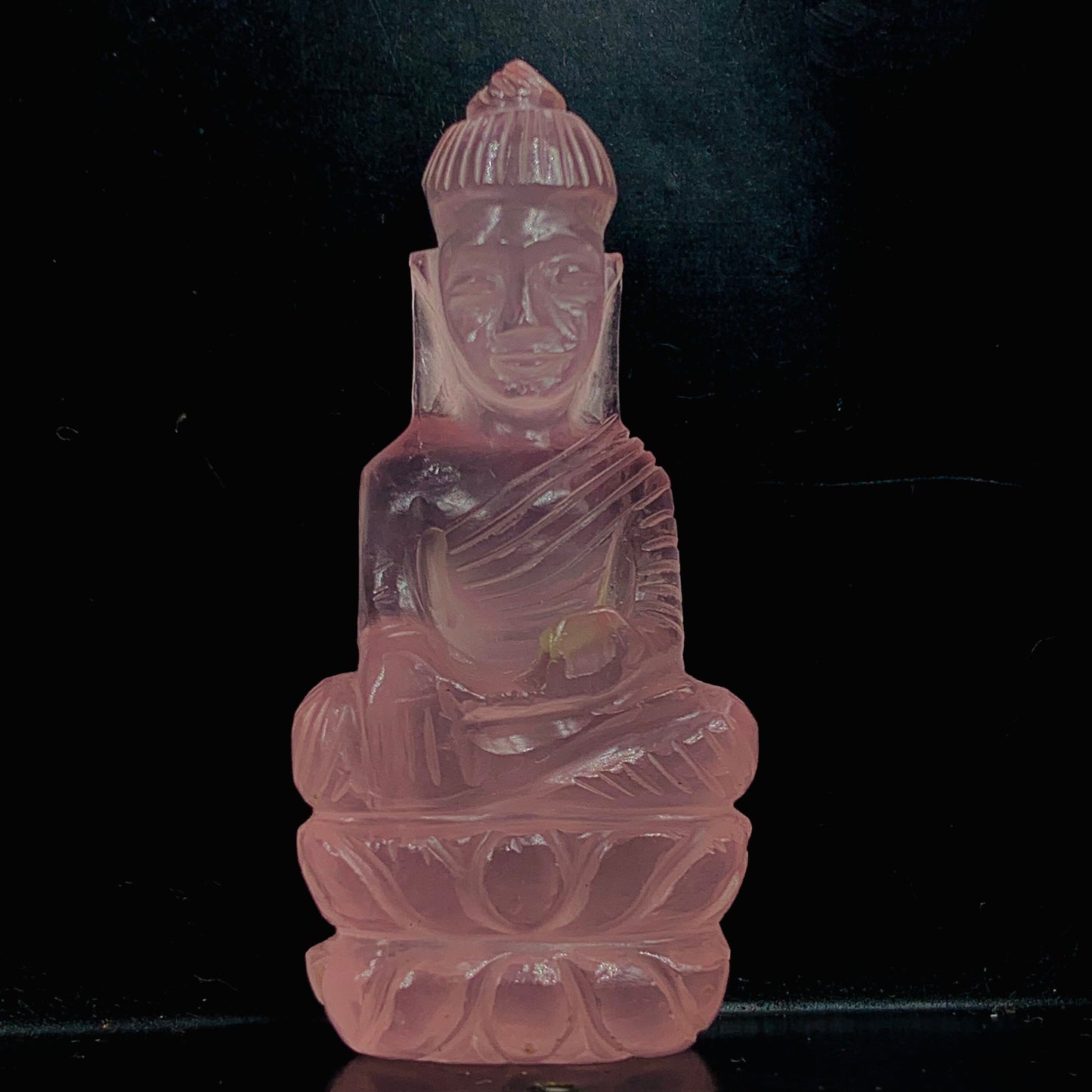 Natural Rose Quartz Buddha Hand Carved Gemstone Statue