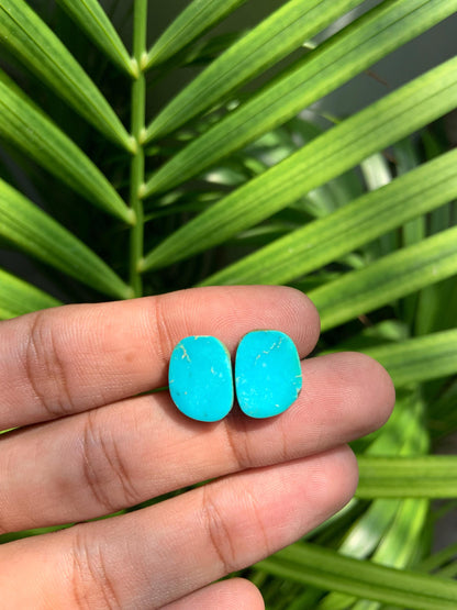Natural Arizona Turquoise Matched Pair Cabochon Turquoise Pair Gemstone, Loose Gemstone, Earring making gemstone, Semi Precious Cabochons