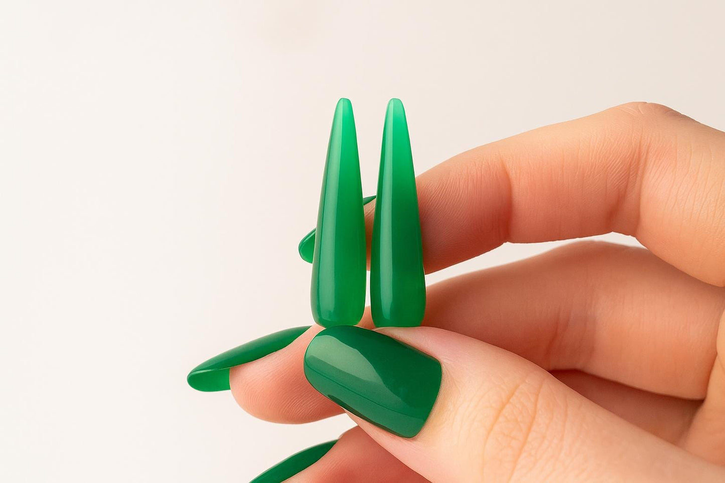 1 Pair Natural Green onyx Smooth Drop Shape Gemstone, Handmade Matching Pair beads, Matched Drops Pairs for Jewelry Making Size - 7x30mm