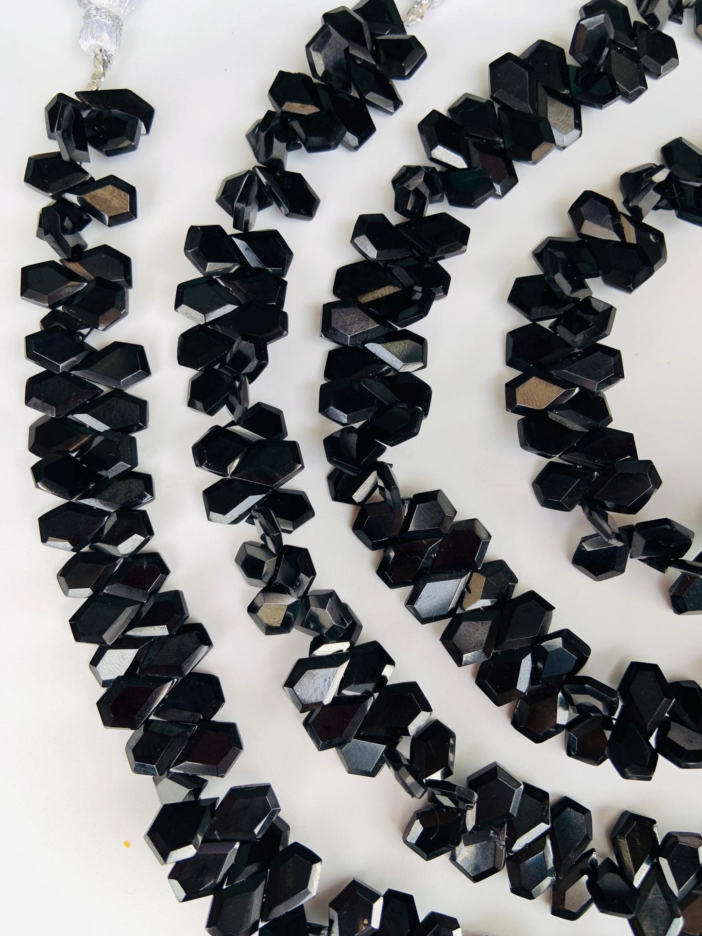 Natural Black Spinel Faceted Step Cut Nugget Beads
