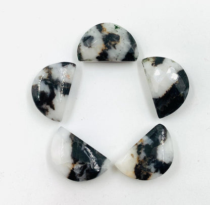 Natural Zebra Jasper Gemstone Beads, Faceted Half Moon "D Shape Beads, Carving Gemstone, Size 10x16 mm, Loose Beads For Jewelry,