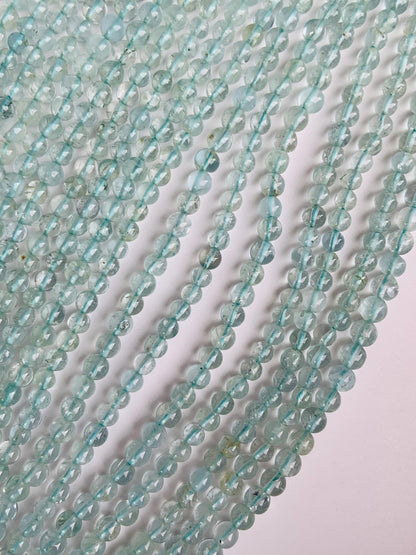 Natural Aquamarine Smooth Rondelle Briolette Beads 14 Inch Gemstone Strand