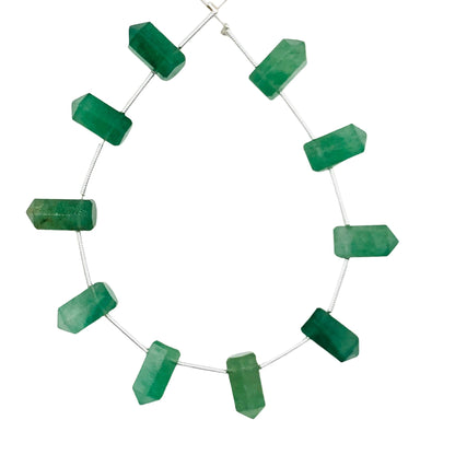 10 Pieces Natural Green Strawberry Faceted Pencil Shape Gemstone  Size 6x12mm One Side Point Pencil Fancy Briolette Handmade Gift Of Pendant