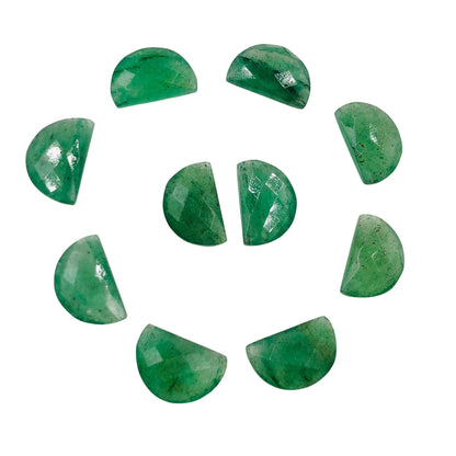 2 Pieces Natural Green Strawberry Faceted Beads , Half Moon D -Shape Gemstone, Natural Gemstone Earring Components, Size 10x16mm, SKU-BBI205