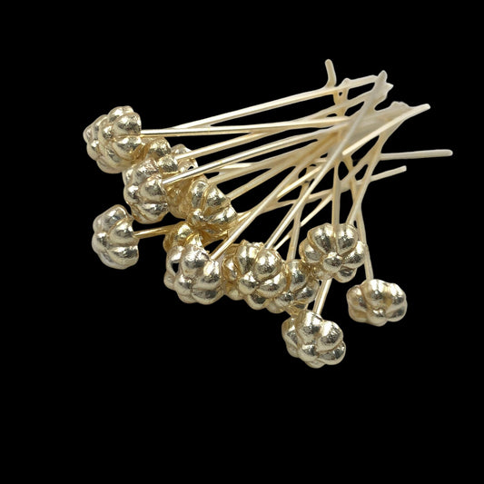 50 pcs Fancy Gold Flower Headpins – Jewelry Making & Beading Supplies