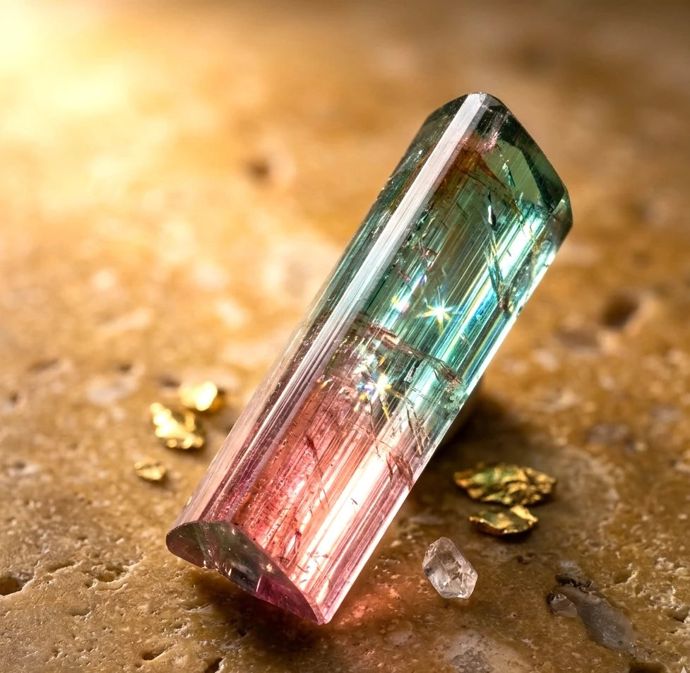 Watermelon Tourmaline Gemstone - Natural Pink Green Bi Color Tourmaline Stone