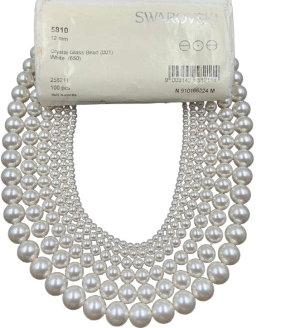 Crystal White (001 650) Genuine Swarovski 5810 Pearls Round Glass Beads jewelry making For Women | 2mm - 12mm