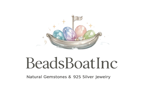 Logo of Beads Boat Inc with colorful beads in a boat on a white background