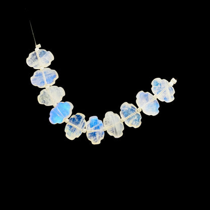 10 Pieces Natural White Rainbow Smooth Cloud Shape Gemstone, Size 8x12mm, Blue Flashy Rainbow Gemstone Briolette, SKU-BBI1111