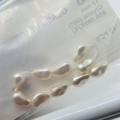 Natural Crystal (001) 650 White Swarovski 5843 Baroque Drop Pearl in 12mm