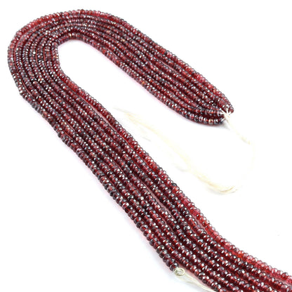 2 Strand AAA quality Natural Mozambique Garnet Faceted Rondelle Beads , Silver Coated Rondelle Beads , Round Shape Beads , 4mm  SKU- BBI553