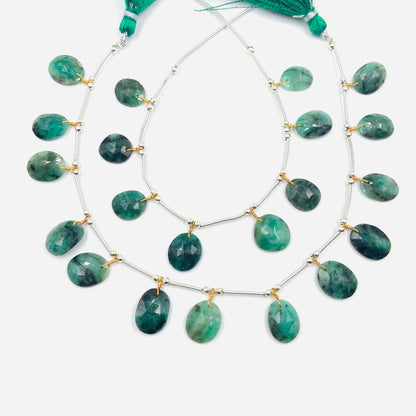 8 Pieces Natural Emerald Rose Cut Slices Cabochons , Free Form Shape Cabochon, Faceted Rose Cut Flat Back Cabochons, Cut Stones Cabochons.