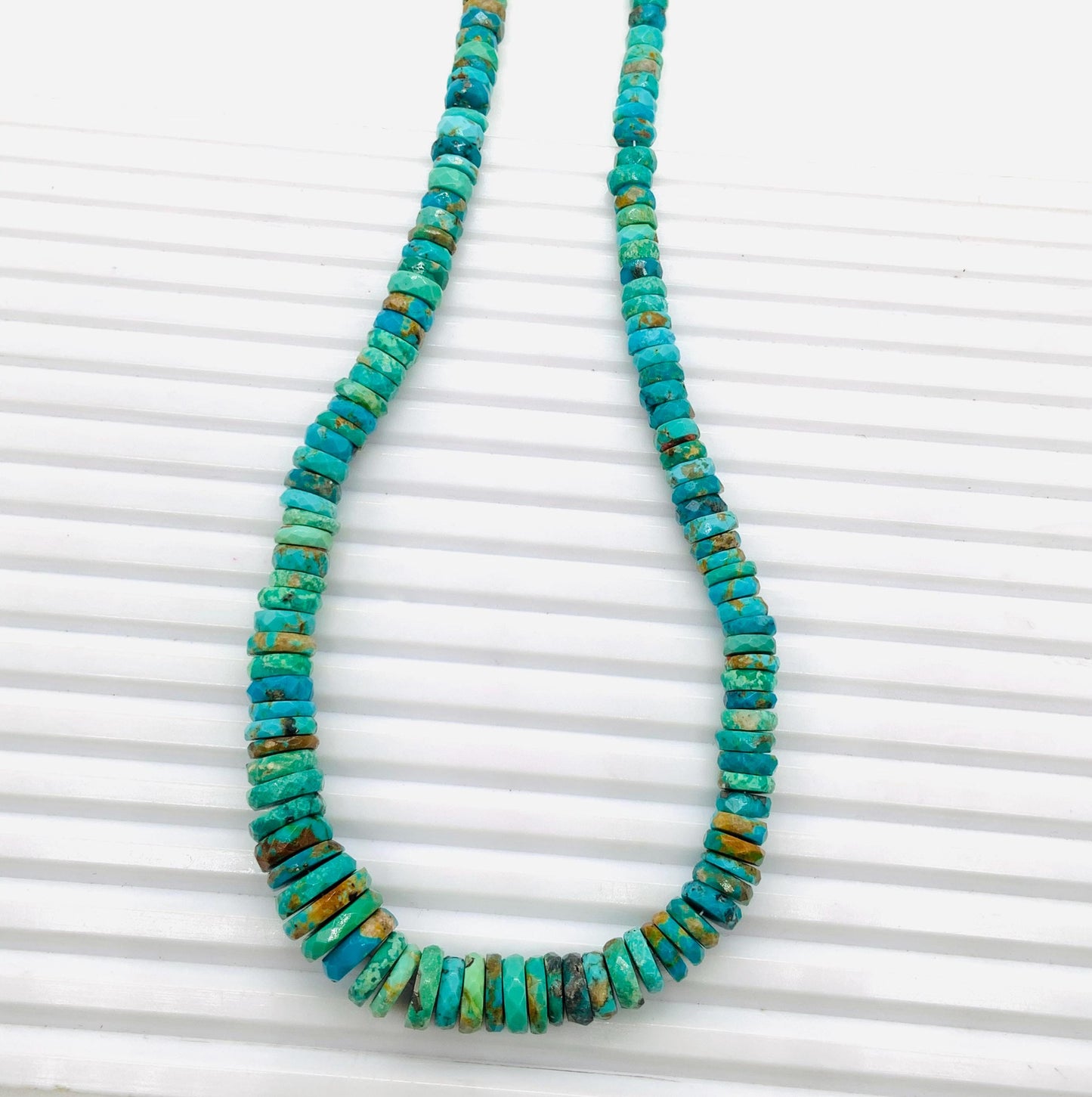 Arizona Turquoise Faceted Tyre Beads 16" Strand 5–12mm | Gemstone Jewelry Making