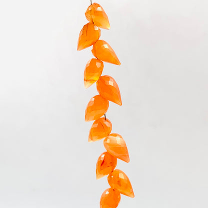 Faceted Carnelian Buds Briolette Beads 5-6x9-10mm