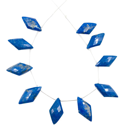 AAA Quality Natural Lapis Lazuli Gemstone, Faceted Rhombus Shape Briolette, Fancy Carved Kite Shape Briolette, Size 20mm X 11mm, SKU- BBI819