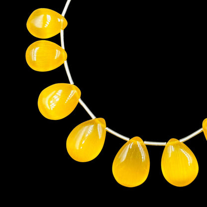 Monalisa Yellow Smooth Pear Shape Gemstone Briolette, Side Drilled Pieces, Teardrop Shape Strand, Monalisa Jewelry Making, SKU-BBI724