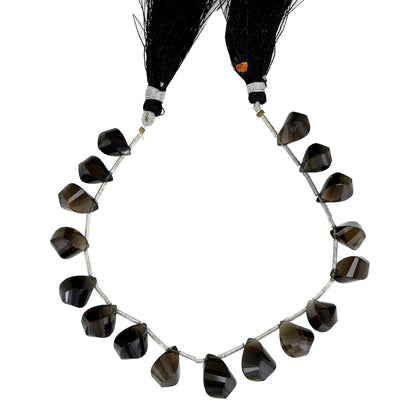 Smoky Quartz Faceted Twisted Drops Beads, Smoky Quartz Beads, Fancy Shape Beads, Twisted Drop Beads, Beads For Jewelry BBI834