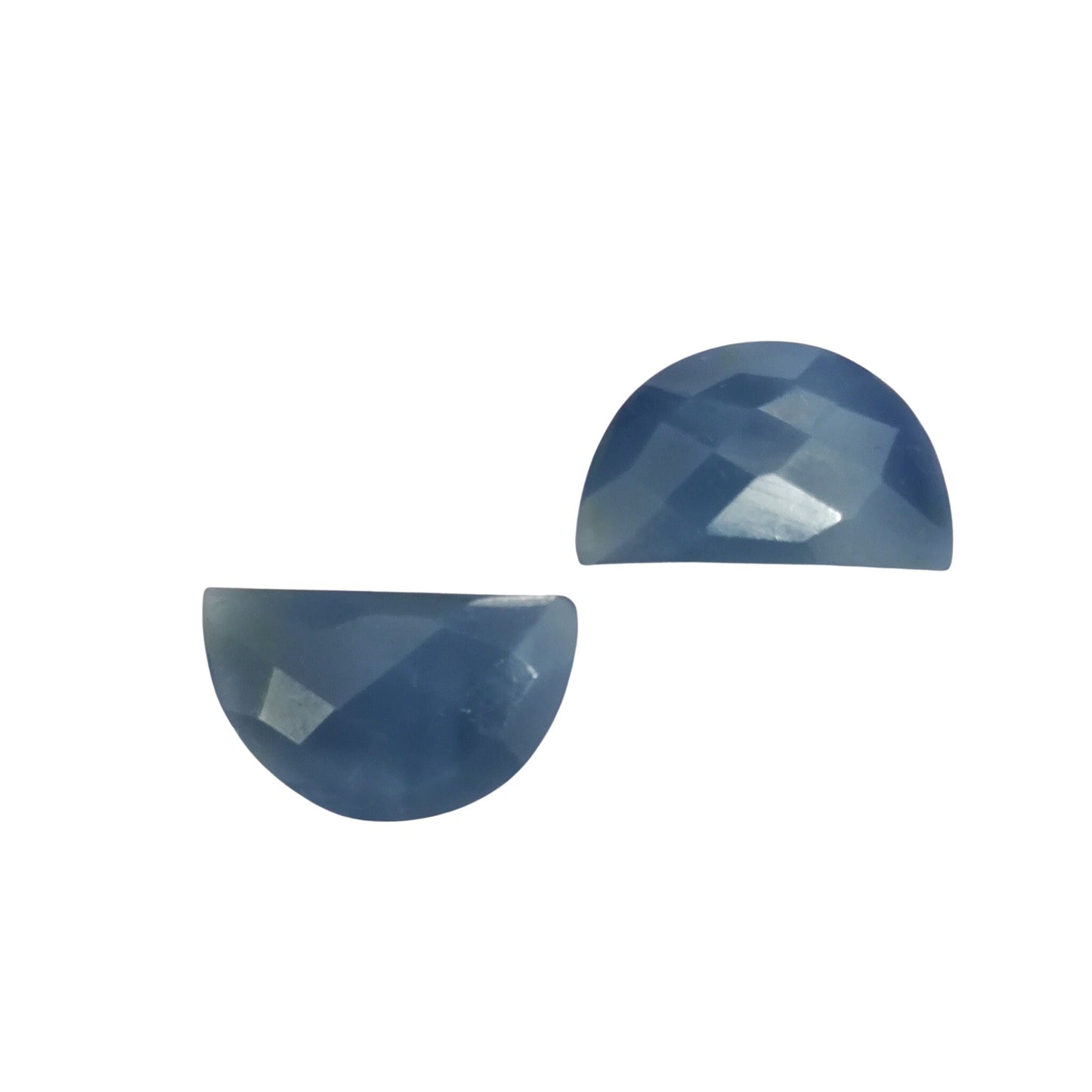 2 Pieces Natural Blue Opal Faceted Semi Circle Shape Gemstone, Size 10x16mm, Hand Carved Fancy Briolette, Earring Components , SKU-BBI240