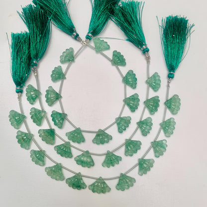 10 Pcs Natural Green Strawberry Triplet Carved Tree Shape Briolette Side Drill Beads Size 13x16x5mm fancy shape briolette for jewelry making