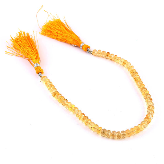 atural Citrine Faceted Rondelle Beads 5mm | 8 Inch Strand Citrine Gemstone