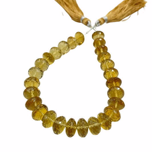 10mm Natural yellow Quartz Gemstone - Rondelle Beaded Necklace - Handmade Faceted Bear Quartz Gemstone Necklace