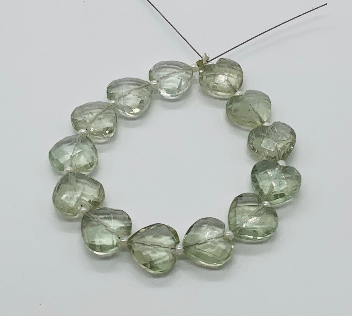 Natural Green Amethyst Faceted Heart Gemstone Beads 10 mm