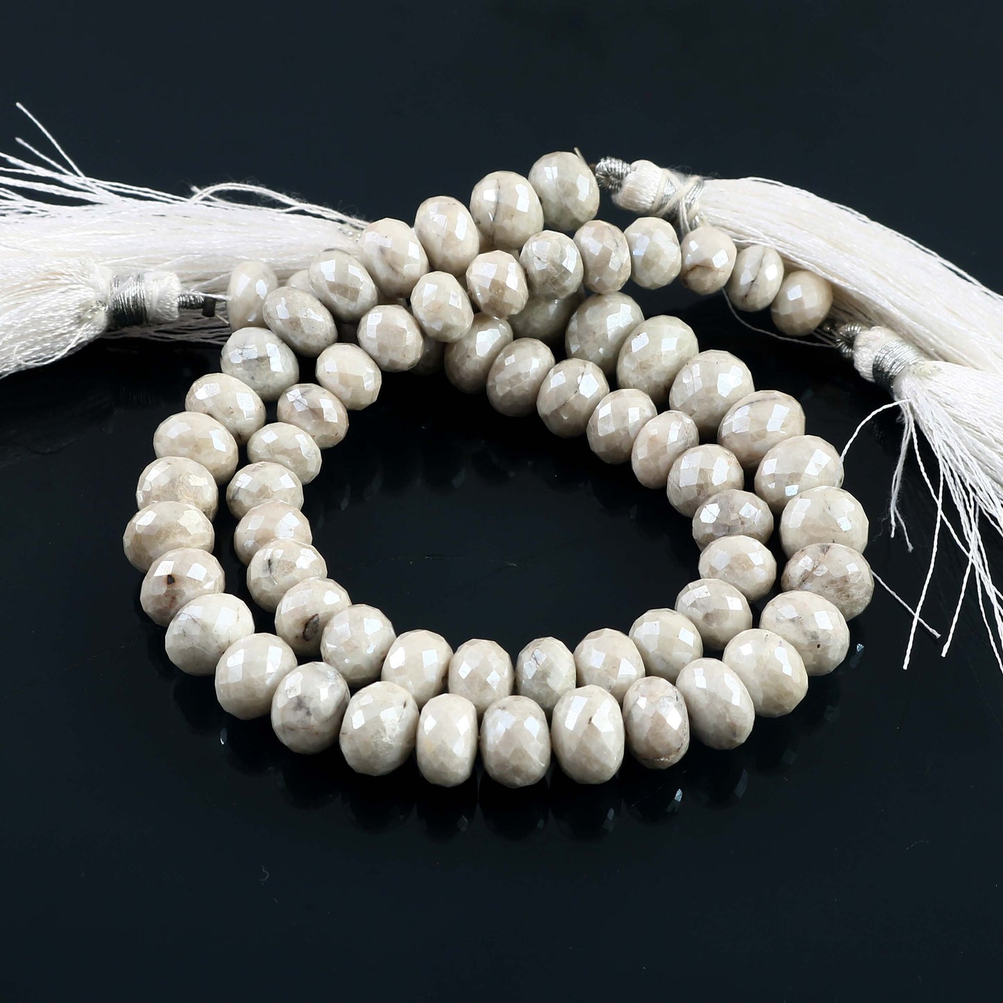 Genuine Silverite Faceted Roundel Beads, 8mm