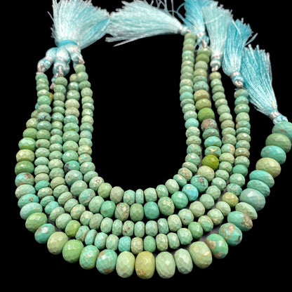 Natural Genuine Arizona Turquoise Faceted Rondelle Beads , Arizona Turquoise Gemstone Beads,Turquoise Rondelle Beads For Jewelry , BBI1700