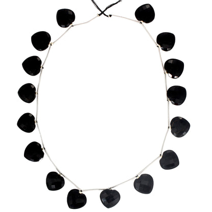 Natural Black Tourmaline Heart Beaded Necklace Faceted Gemstone