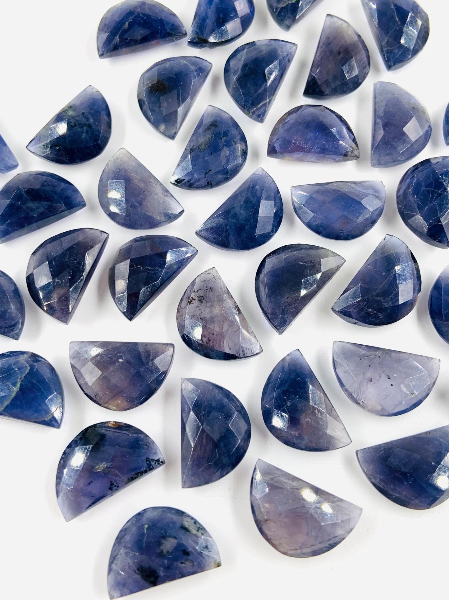 2 Pieces Natural Iolite gemstone, Half Moon D - shape gemstone, Earring Components natural gemstone, Half moon gemstone, size 10x16mm